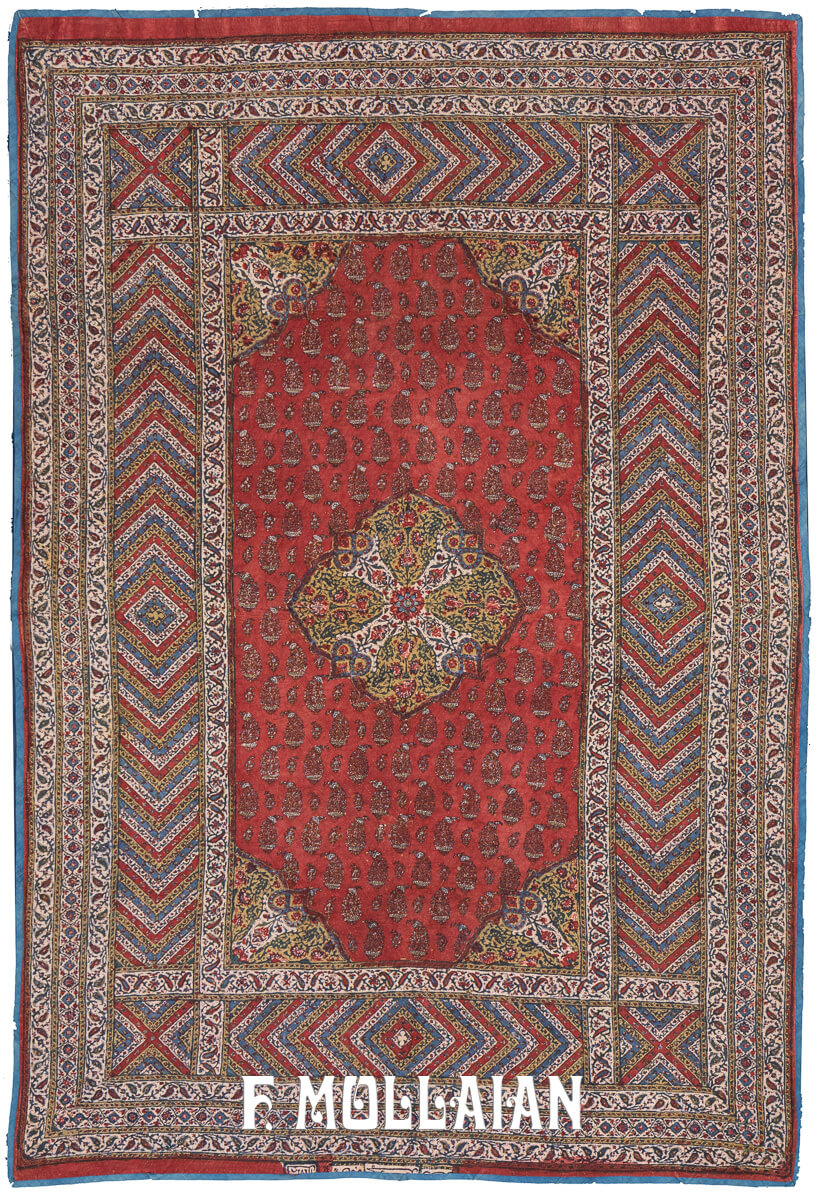 Antique Ghalamkari Signed Red Color n°:814129